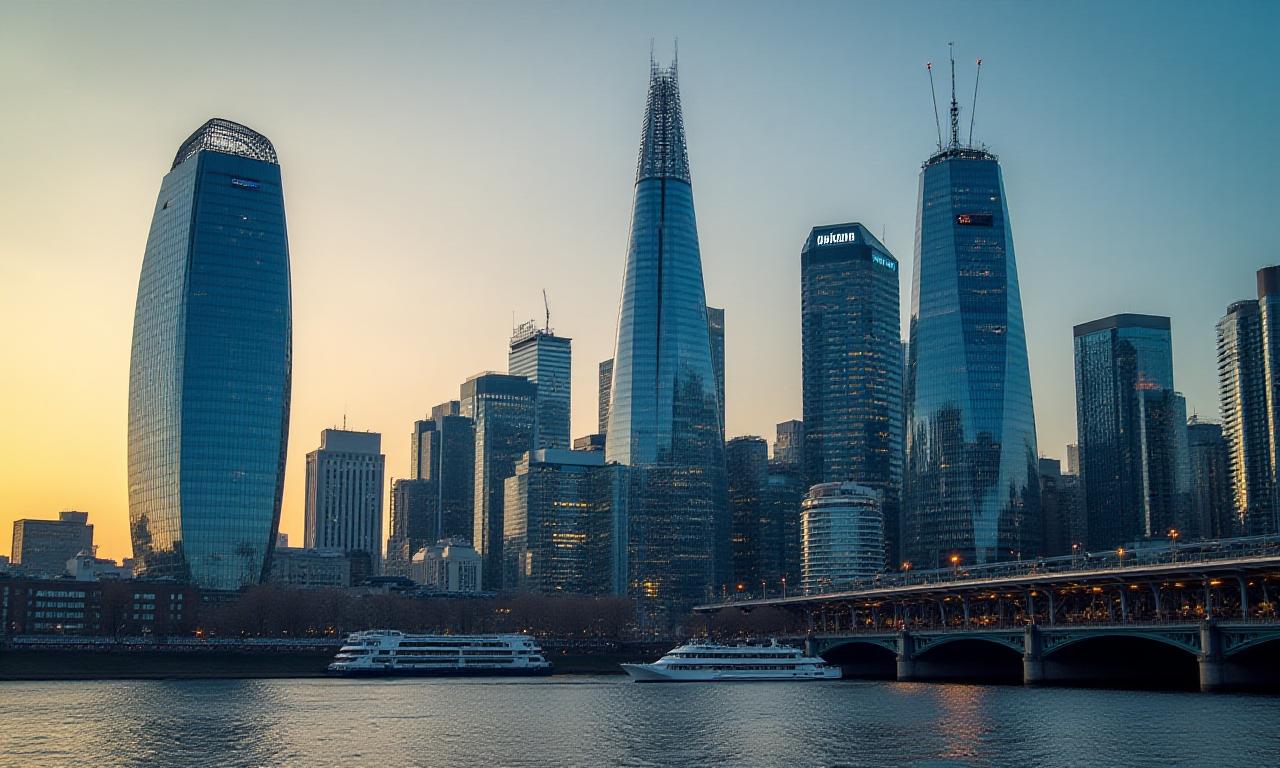 Panoramic view of London financial district with professional legal atmosphere