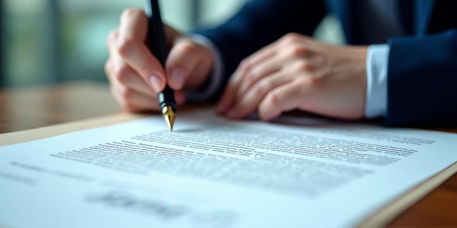 Lawyer signing a compliance document in a London office